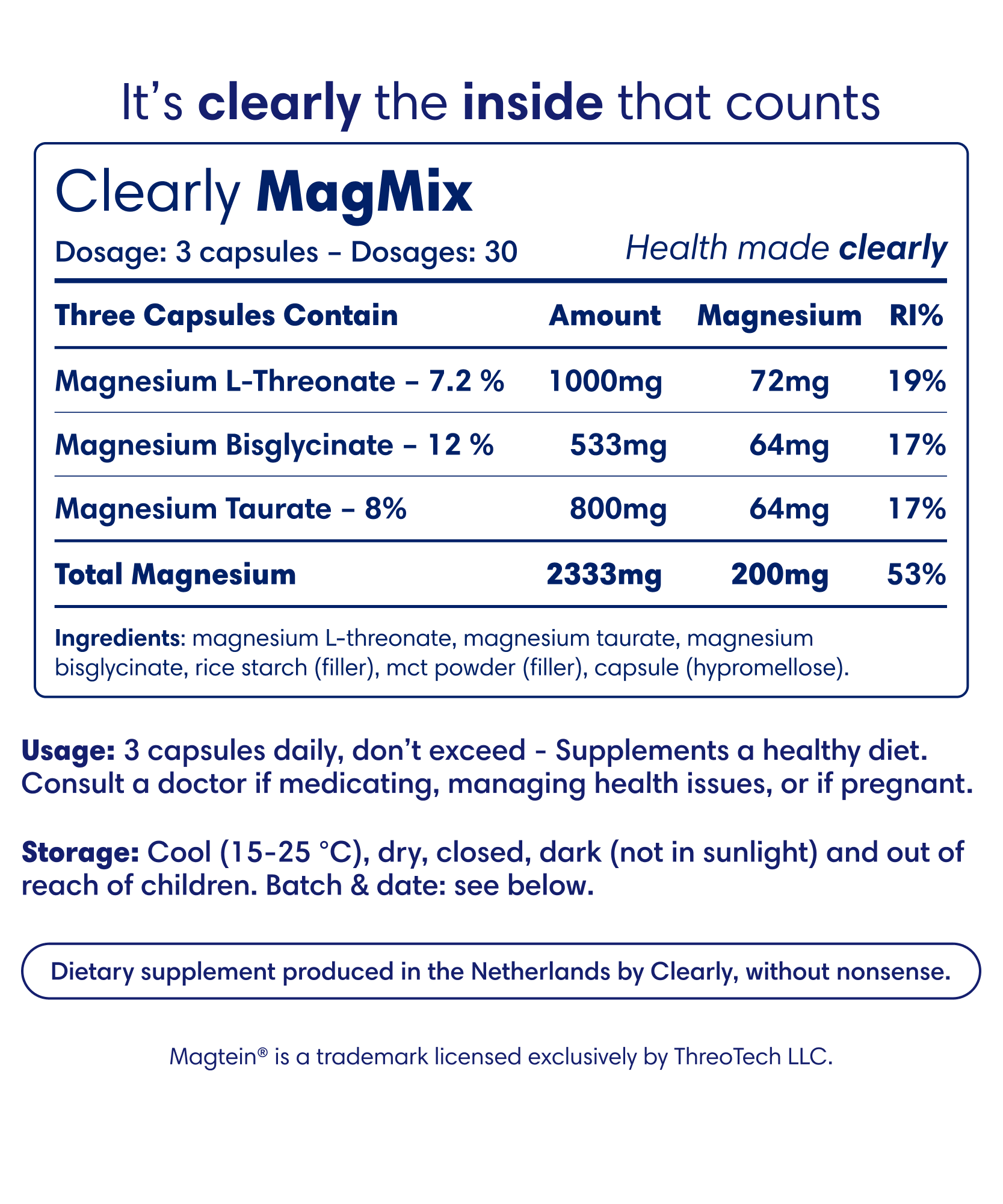 Magnesium Mix product label.